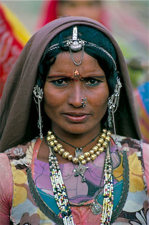 Portrait of a desert nomad gypsy woman, Rajasthan state, India, Asia Stock Photo - Rights-Managed, Code: 841-02899273