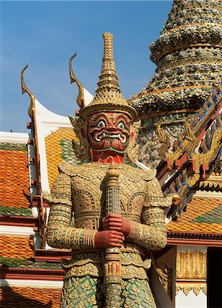 palácio real da tailândia - Guardian statue, Grand Palace, Bangkok, Thailand, Southeast Asia, Asia Foto de stock - Direito Controlado, Número: 841-02899488