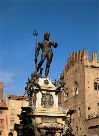 Statue am Brunnen von Neptun, Bologna, Emilia-Romagna, Italien, Europa Stockbilder - Lizenzpflichtiges, Bildnummer: 841-02899546