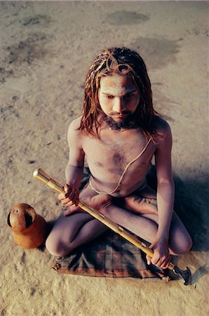 A sadhu, a Hindu holy man daubed in ash, northern India, Asia Stock Photo - Rights-Managed, Code: 841-02900259