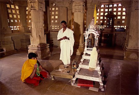 Pilgrims making puja, Jain Temple, Lodrapur, Rajasthan state, India, Asia Stock Photo - Rights-Managed, Code: 841-02900264