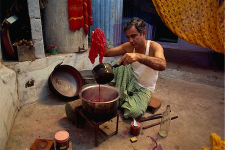 Processus tie and dye, ville de Bhuj, district de Kutch, état du Gujarat, Inde, Asie Photographie de stock - Rights-Managed, Code: 841-02900436