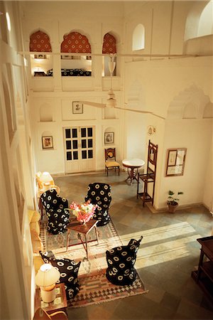 palaces of rajasthan bedrooms - Private sitting area in one of the bedroom suites, Neemrana Fort Palace Hotel, Neemrana, Rajasthan state, India, Asia Stock Photo - Rights-Managed, Code: 841-02900784