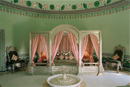 palaces of rajasthan bedrooms - Bedroom, the Shiv Niwas Palace Hotel, Udaipur, Rajasthan state, India, Asia Stock Photo - Rights-Managed, Code: 841-02900844