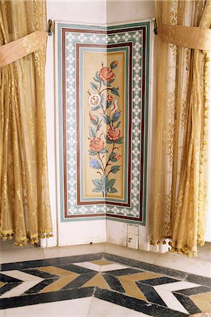 simsearch:841-02704605,k - Detail of marble inlaid floors and painted walls, Sirohi Palace, Sirohi, Southern Rajasthan state, India, Asia Foto de stock - Con derechos protegidos, Código: 841-02900862