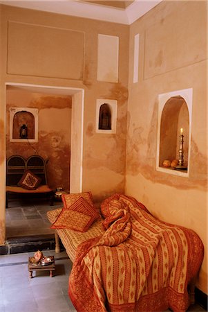 simsearch:841-02900640,k - Chanwar Palki Walon-Ki Haveli (mansion), 400 years old, restored to its original state, Anokhi Museum, Amber, near Jaipur, Rajasthan state, India, Asia Fotografie stock - Rights-Managed, Codice: 841-02900879