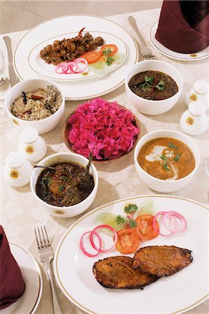 Food from the menu, Usha Kiran Palace Hotel, Gwalior, Madhya Pradesh state, India, Asia Foto de stock - Direito Controlado, Número: 841-02900895