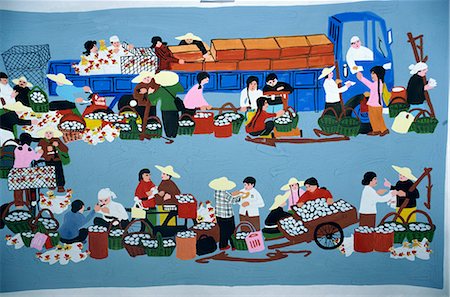 Huxien paintings of a market scene done by farmers in Xian, China, Asia Stock Photo - Rights-Managed, Code: 841-02901159