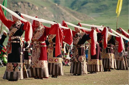 Tibetans dancing, Yushu, Qinghai, China, Asia Stock Photo - Rights-Managed, Code: 841-02901242