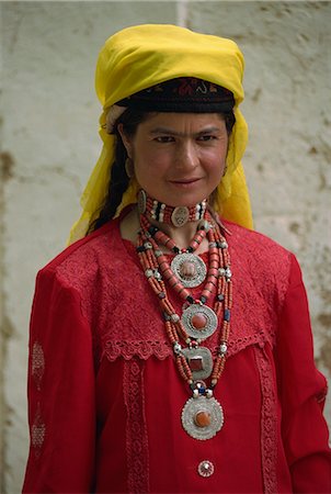 provincia di xinjiang - Tajik woman in traditional dress, Tashkurgan, Xinjiang, China, Asia Fotografie stock - Rights-Managed, Codice: 841-02901288