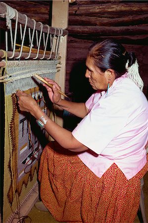 Navajo Indian woman weaving on a vertical loom, New Mexico, United States of America, North America Stock Photo - Rights-Managed, Code: 841-02901416