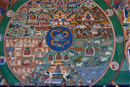 simsearch:841-02901944,k - Wall painting of the wheel of life, Punakha Dzong, Bhutan, Asia Foto de stock - Con derechos protegidos, Código: 841-02901892