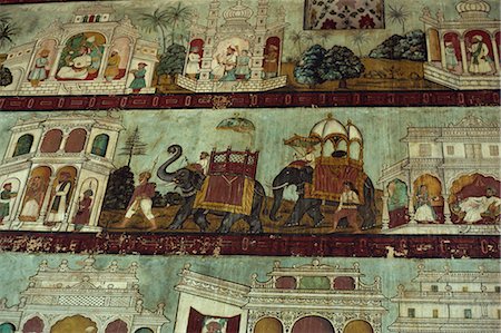 Murals in Tipu Sultan's palace, Seringapatam, Mysore, Karnataka state, India, Asia Stock Photo - Rights-Managed, Code: 841-02901944