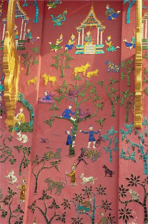 Detail of Wat Xieng Thong, Luang Prabang, UNESCO World Heritage Site, Laos, Indochina, Southeast Asia, Asia Foto de stock - Direito Controlado, Número: 841-02902023
