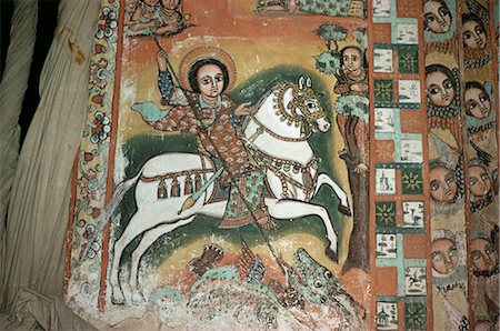 St. George and Dragon, Uran Kidane Meherate church, Zege Peninsula, Lake Tana, Ethiopia, Africa Stock Photo - Rights-Managed, Code: 841-02902042