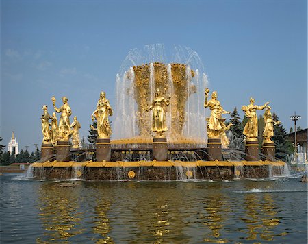 russia gold - Fountains at Exhibition of Economic Achievements of USSR, Moscow, Russia, Europe Stock Photo - Rights-Managed, Code: 841-02902787