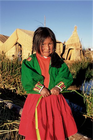 shack child - Portrait of a Uros Indian girl on a floading reed island, Islas Flotantes, Lake Titicaca, Peru, South America Stock Photo - Rights-Managed, Code: 841-02902975