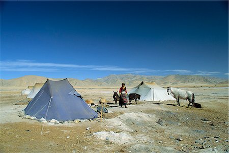 Tibetan nomads camp near Tingri in Tibet, China, Asia Foto de stock - Con derechos protegidos, Código: 841-02903146