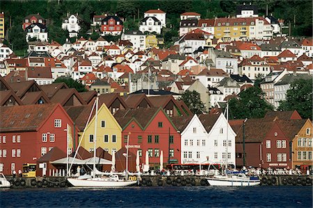 Hanseatic period wooden buildings, Bryggen (Bergen), Norway, Scandinavia, Europe Foto de stock - Con derechos protegidos, Código: 841-02903605