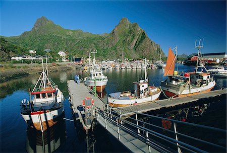 scandinavian fishing boat - Svolvaer Marina on Austvagoy, Lofoten Islands, Nordland, Norway, Scandinavia, Europe Stock Photo - Rights-Managed, Code: 841-02903614