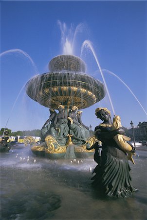 praça da concórdia - Fountain in Place de la Concorde, Paris, France, Europe Foto de stock - Direito Controlado, Número: 841-02914827