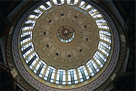 spain valencia central market photos - Interior dome of the early 20th century Modernist building of the Central Market, Valencia, Spain, Europe Stock Photo - Rights-Managed, Code: 841-02914871