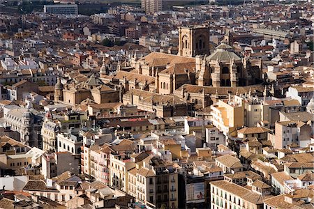 simsearch:841-02915098,k - View of city showing the cathedral, from the watch tower of the Alcazaba, Granada, Andalucia, Spain, Europe Foto de stock - Con derechos protegidos, Código: 841-02914954