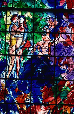 Stained glass window by Marc Chagall, Sarrabourg, Lorraine, France, Europe Stock Photo - Rights-Managed, Code: 841-02915070