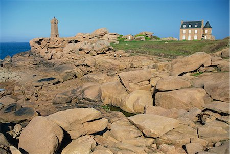 simsearch:841-02915365,k - Rocks on the coast and the lighthouse at Ploumanach, on the Cote de Granit Rose, on the Cotes d'Amor, Brittany, France, Europe Stock Photo - Rights-Managed, Code: 841-02915109