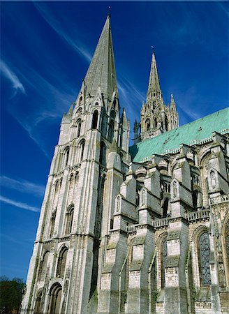 Façade ouest de la cathédrale de Chartres, patrimoine mondial UNESCO, Eure-et-Loir, dans la vallée de la Loire, Centre, France, Europe Photographie de stock - Rights-Managed, Code: 841-02915187