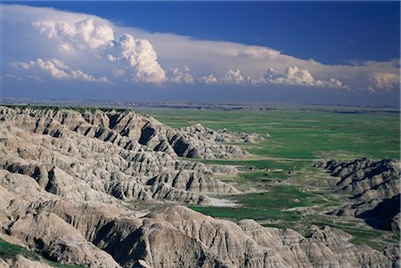 Gullies eroded into the Pierre shales below Loop Road, Sage Creek wilderness, Badlands National Park, South Dakota, United States of America, North America Stock Photo - Rights-Managed, Code: 841-02915611