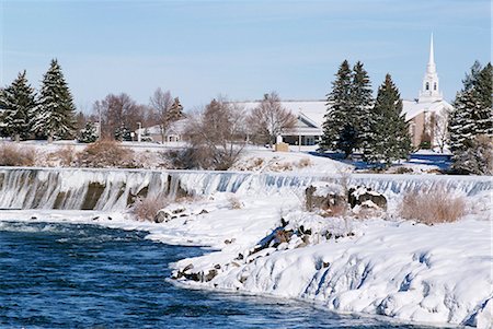 simsearch:841-05784245,k - Waterfall on Snake River in January, Idaho Falls, Idaho, United States of America (U.S.A.), North America Foto de stock - Con derechos protegidos, Código: 841-02915688