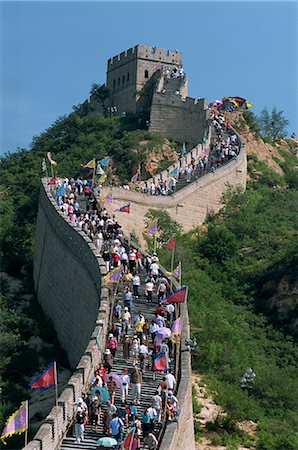 Foules typiques au site principal visiteur, Great Wall (Changcheng), Badaling, au nord-ouest de Pékin, Chine, Asie Photographie de stock - Rights-Managed, Code: 841-02915714