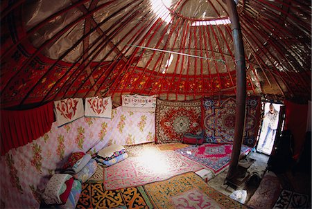 Inside Kazakhs yurt, Tianchi (Heaven Lake), Tien Shan, Xinjiang Province, China Stock Photo - Rights-Managed, Code: 841-02915710