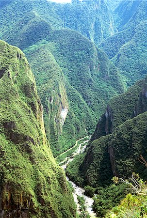 Granite gorge of Rio Urabamba, seen from approach to Inca ruins, Machu Picchu, Peru, South America Stock Photo - Rights-Managed, Code: 841-02915803