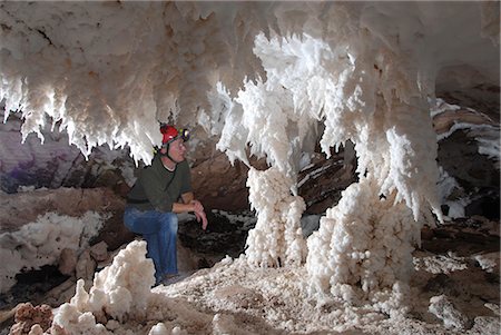 stalagmite - Salt stalactites and stalagmites, in cave in Namakdan salt dome, Qeshm Island, southern Iran, Middle East Stock Photo - Rights-Managed, Code: 841-02915892