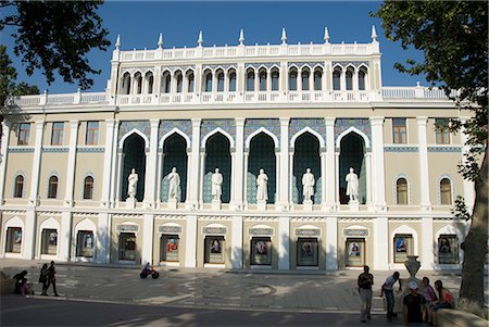 simsearch:841-02722460,k - Nizami Museum, with statues of Azeri writers on front of Literature Museum, Fountains Square, Baku, Azerbaijan, Central Asia, Asia Stock Photo - Rights-Managed, Code: 841-02915906