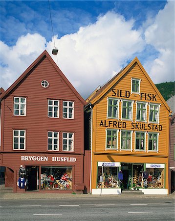 simsearch:841-03061485,k - Traditional wooden building facades, used as shops, Bryggen (Bergen), Norway, Scandinavia, Europe Foto de stock - Con derechos protegidos, Código: 841-02916101