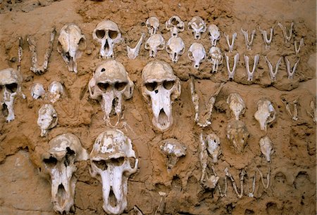 dogon - Monkey skulls embedded in mud wall to protect against evil spirits, Dogon village of Telle, UNESCO World Heritage Site, Mali, Africa Stock Photo - Rights-Managed, Code: 841-02916516