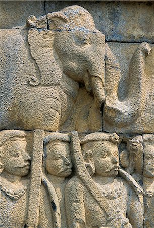 Ancient stone carved panel, Borobudur Temple, UNESCO World Heritage Site, island of Java, Indonesia, Southeast Asia, Asia Stock Photo - Rights-Managed, Code: 841-02916558