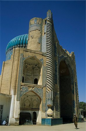 Shrine of the theologian Khwaja Abu Nasr Parsa, built in late Timurid style in the 15th century, the dome was damaged in an earthquake in the 1990s, and has since been repaired, Balkh (Mother of Cities), Afghanistan, Asia Stock Photo - Rights-Managed, Code: 841-02916631