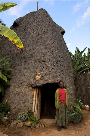 Traditional beehive house of the Dorze people made entirely from organic materials, Chencha mountains, Ethiopia, Africa Stock Photo - Rights-Managed, Code: 841-02917041