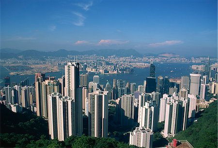 simsearch:841-02924392,k - Aerial view from Victoria Peak over Hong Kong Harbour, China, Asia Stock Photo - Rights-Managed, Code: 841-02917619