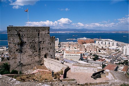 Ruins of Moorish castle, Gibraltar, Mediterranean, Europe Foto de stock - Con derechos protegidos, Código: 841-02918227