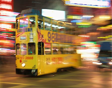 Tram in blurred motion at dusk, Causeway Bay, Hong Kong, China, Asia Stock Photo - Rights-Managed, Code: 841-02918425