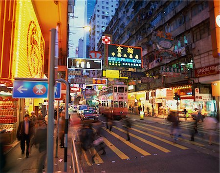 Street scene at dusk, Causeway Bay, Hong Kong, China, Asia Stock Photo - Rights-Managed, Code: 841-02918429