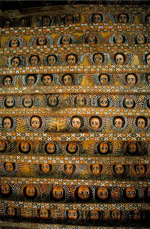 simsearch:841-02715460,k - Frescoes on the ceiling of the Debre Berham (Debre Birhan Selassie) church, Gondar, Ethiopia, Africa Stock Photo - Rights-Managed, Code: 841-02918753