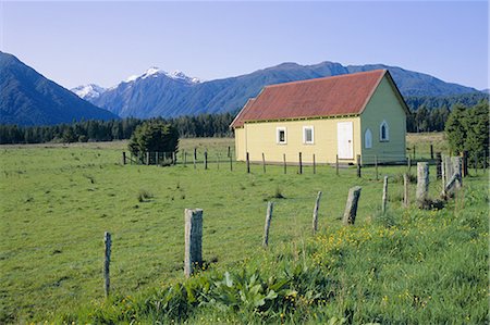 simsearch:841-02915662,k - Field and colourful church at Jacobs River, South Island, New Zealand, Pacific Stock Photo - Rights-Managed, Code: 841-02918863