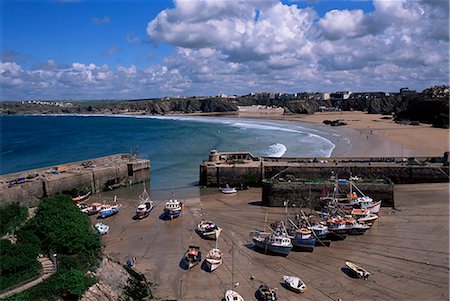 simsearch:841-03030097,k - Harbour at low tide with town beach beyond, Newquay, Cornwall, England, United Kingdom, Europe Foto de stock - Con derechos protegidos, Código: 841-02918900