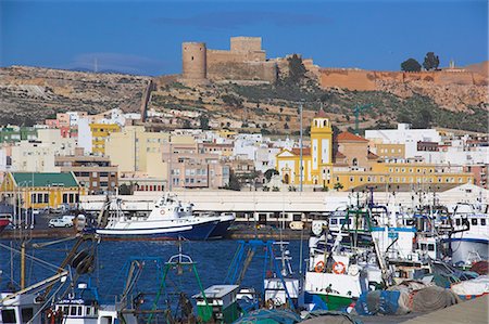 Port and Alcazaba, Almeria, Andalucia, Spain, Europe Foto de stock - Direito Controlado, Número: 841-02919287